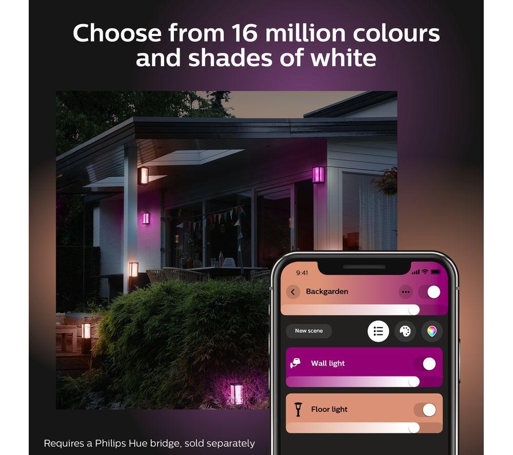 PHILIPS HUE Impress White & Colour Ambiance Smart Outdoor LED Wall Light - Slim, Twin Pack