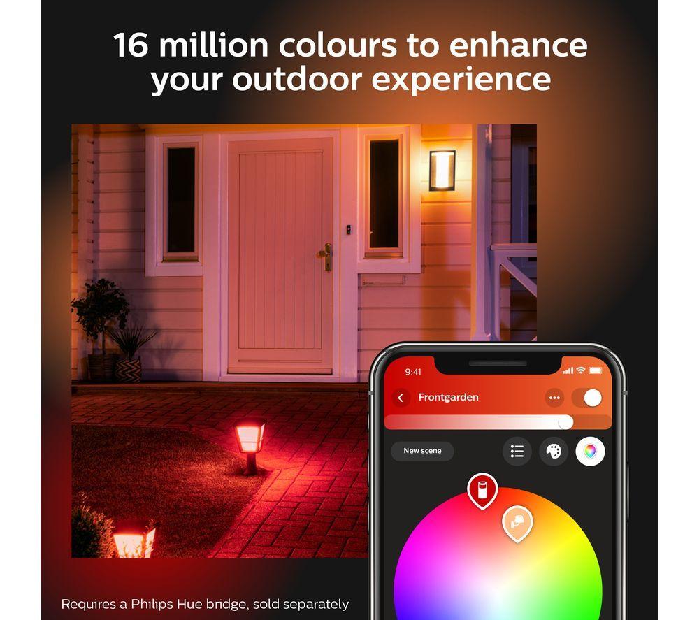PHILIPS HUE Impress White & Colour Ambiance Smart Outdoor LED Wall Light - Slim, Twin Pack