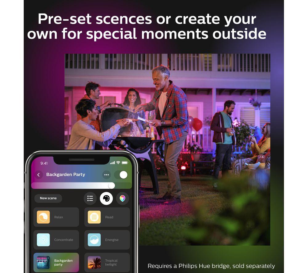 PHILIPS HUE Impress White & Colour Ambiance Smart Outdoor LED Wall Light - Slim, Twin Pack
