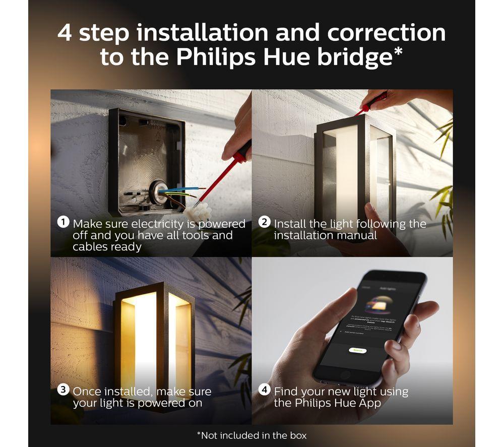 PHILIPS HUE Impress White & Colour Ambiance Smart Outdoor LED Wall Light - Slim, Twin Pack