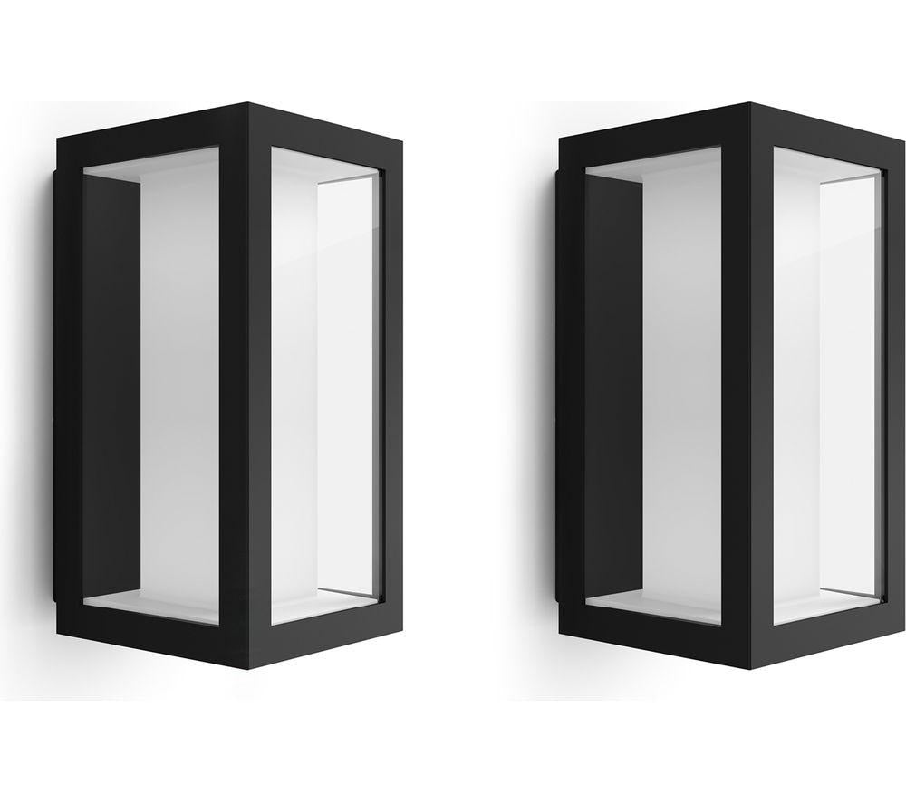 PHILIPS HUE Impress White & Colour Ambiance Smart Outdoor LED Wall Light - Slim, Twin Pack