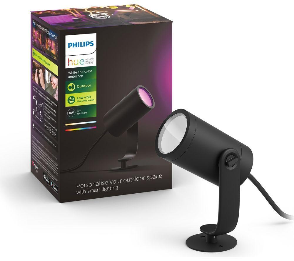 PHILIPS HUE Lily White & Colour Ambiance Smart Outdoor LED Spotlight Extension - Black