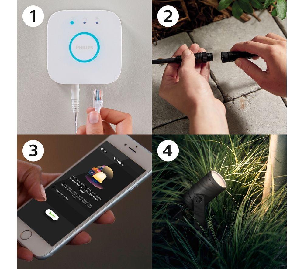 PHILIPS HUE Lily White & Colour Ambiance Smart Outdoor LED Spotlight Extension - Black