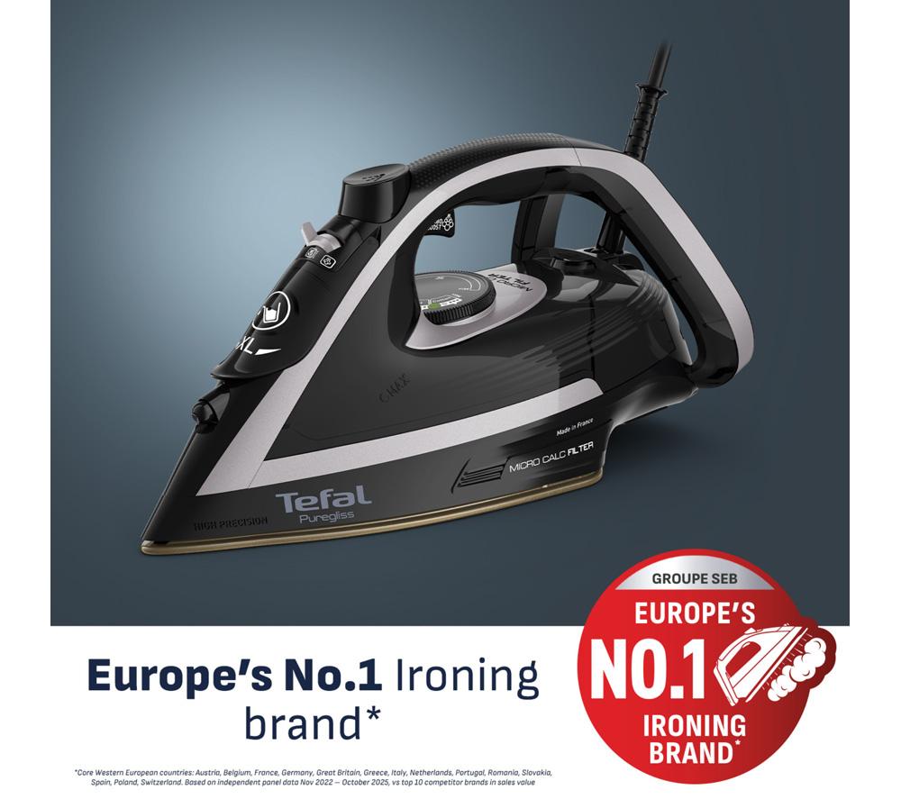 TEFAL Puregliss FV8062G0 Steam Iron - Shady & Black