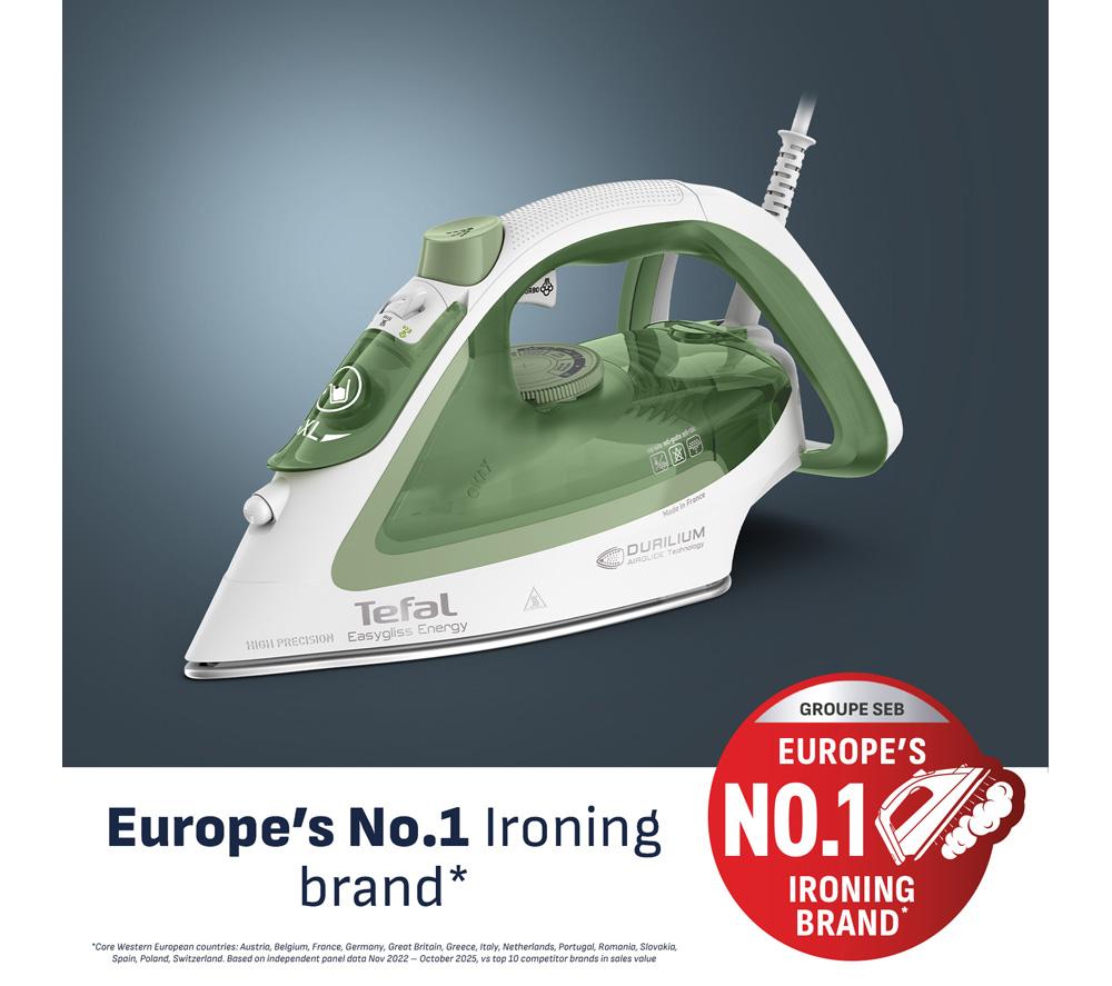 TEFAL Easygliss Eco FV5781 Steam Iron - White & Green
