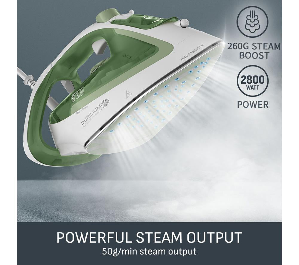 TEFAL Easygliss Eco FV5781 Steam Iron - White & Green