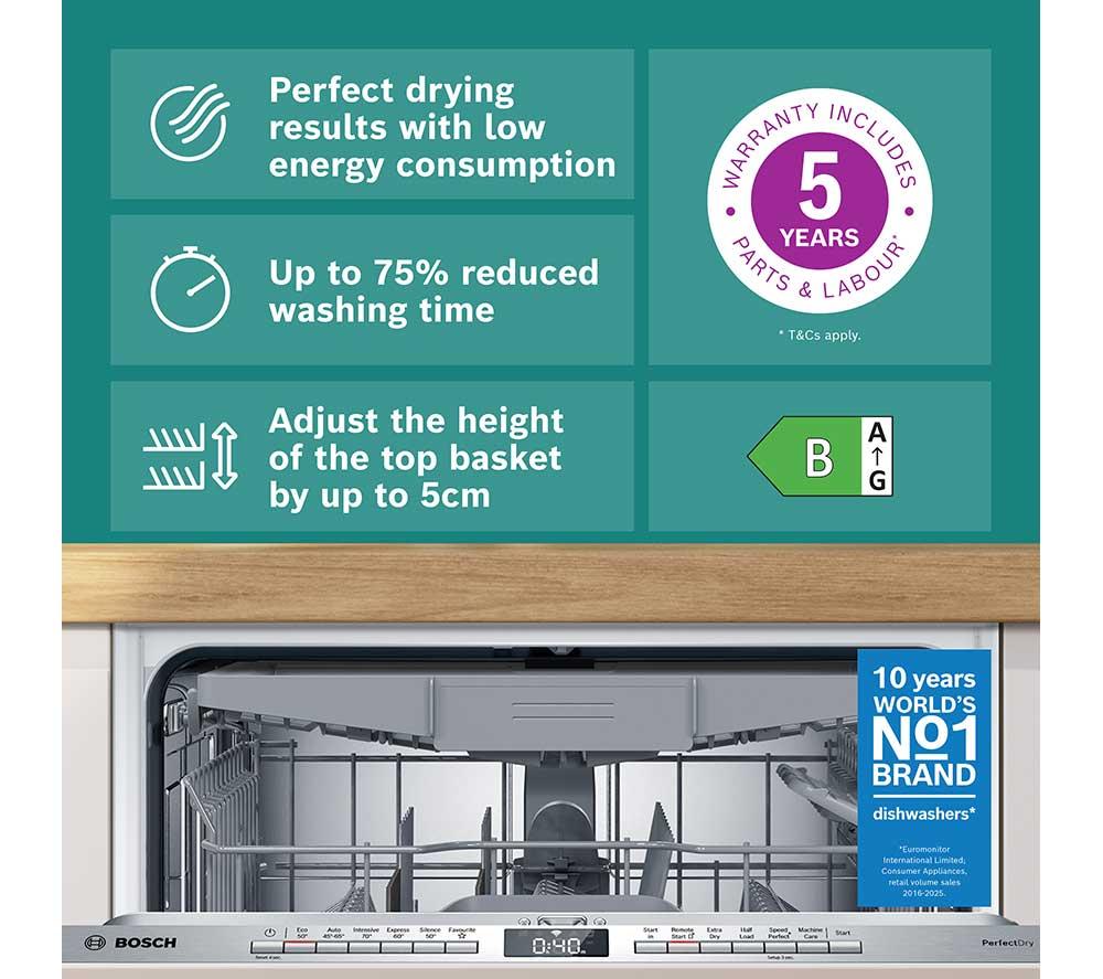 BOSCH Series 6 Perfect Dry SMV6ZCX10G Full-size Fully Integrated WiFi-enabled Dishwasher