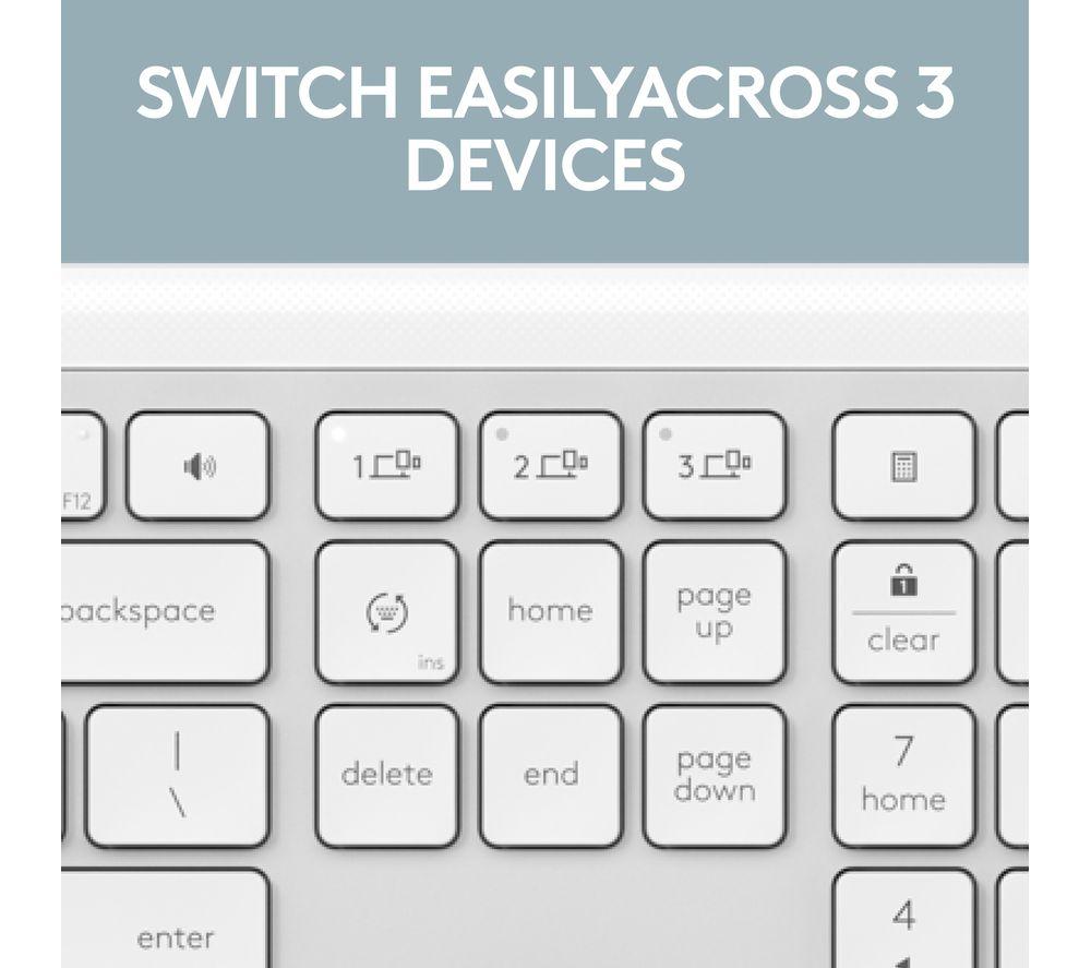 LOGITECH Signature Slim MK950 Wireless Keyboard & Mouse Set - White
