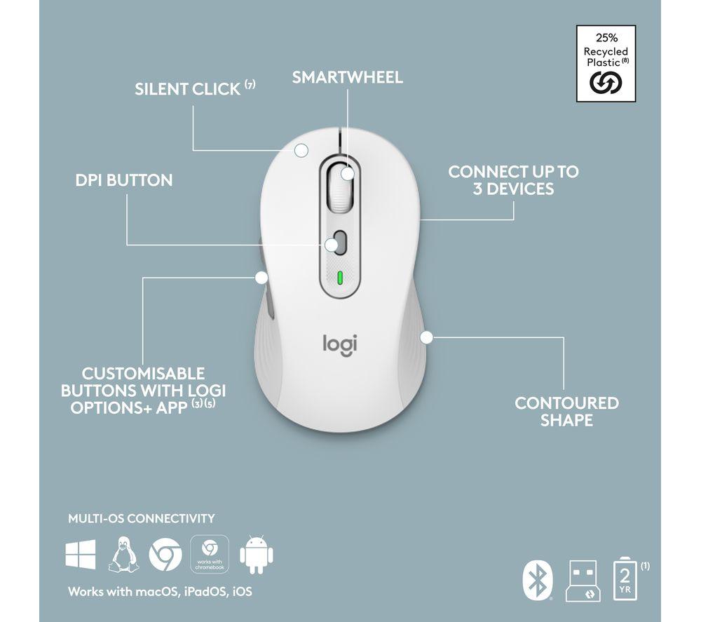 LOGITECH Signature Slim MK950 Wireless Keyboard & Mouse Set - White