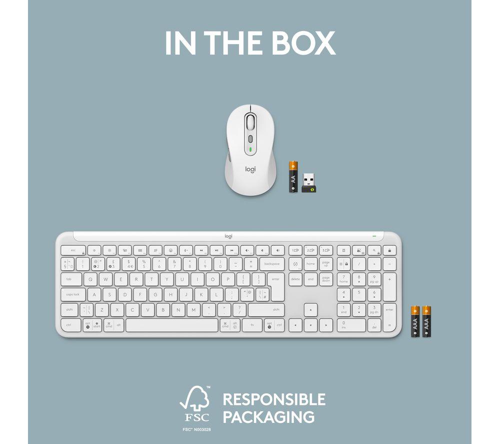 LOGITECH Signature Slim MK950 Wireless Keyboard & Mouse Set - White