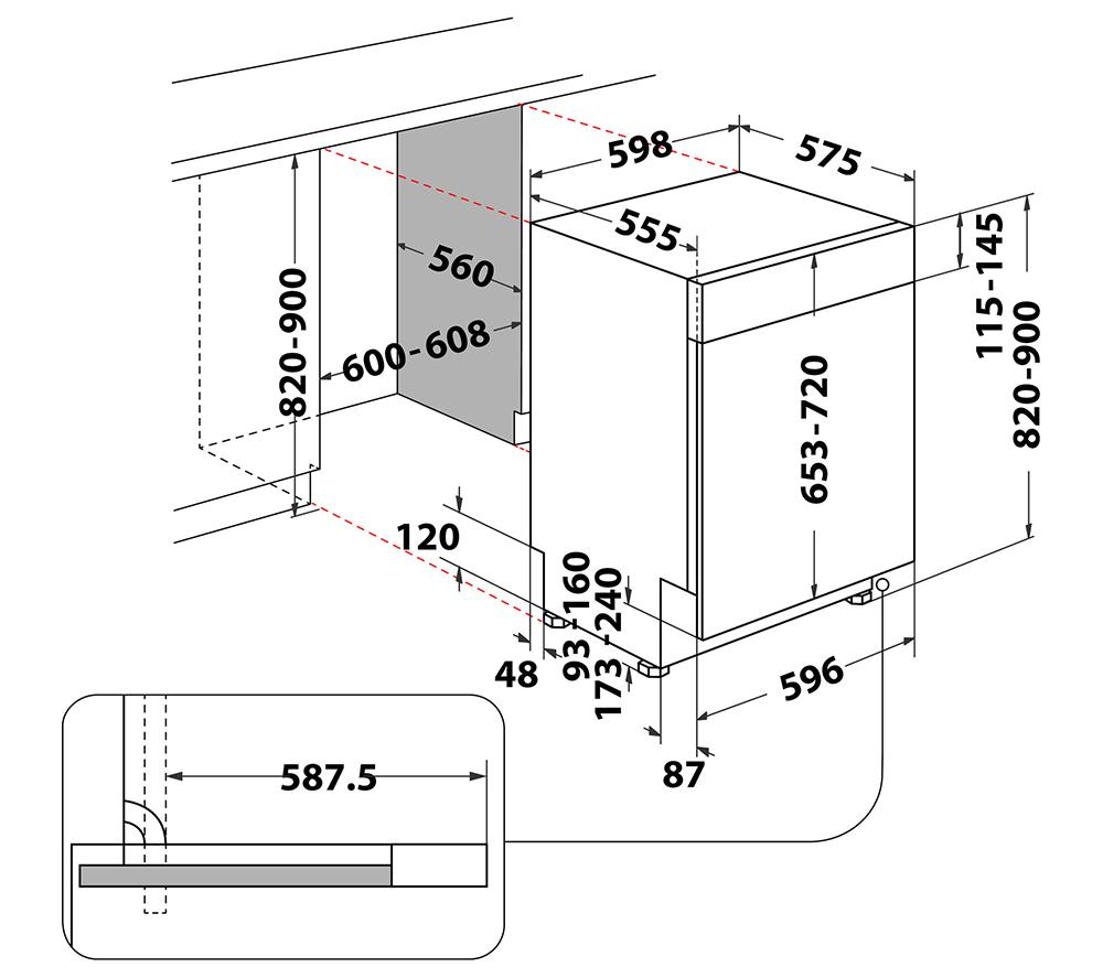 Lavavajillas de tamaño estándar semi-integrado HOTPOINT H3B L626 B UK