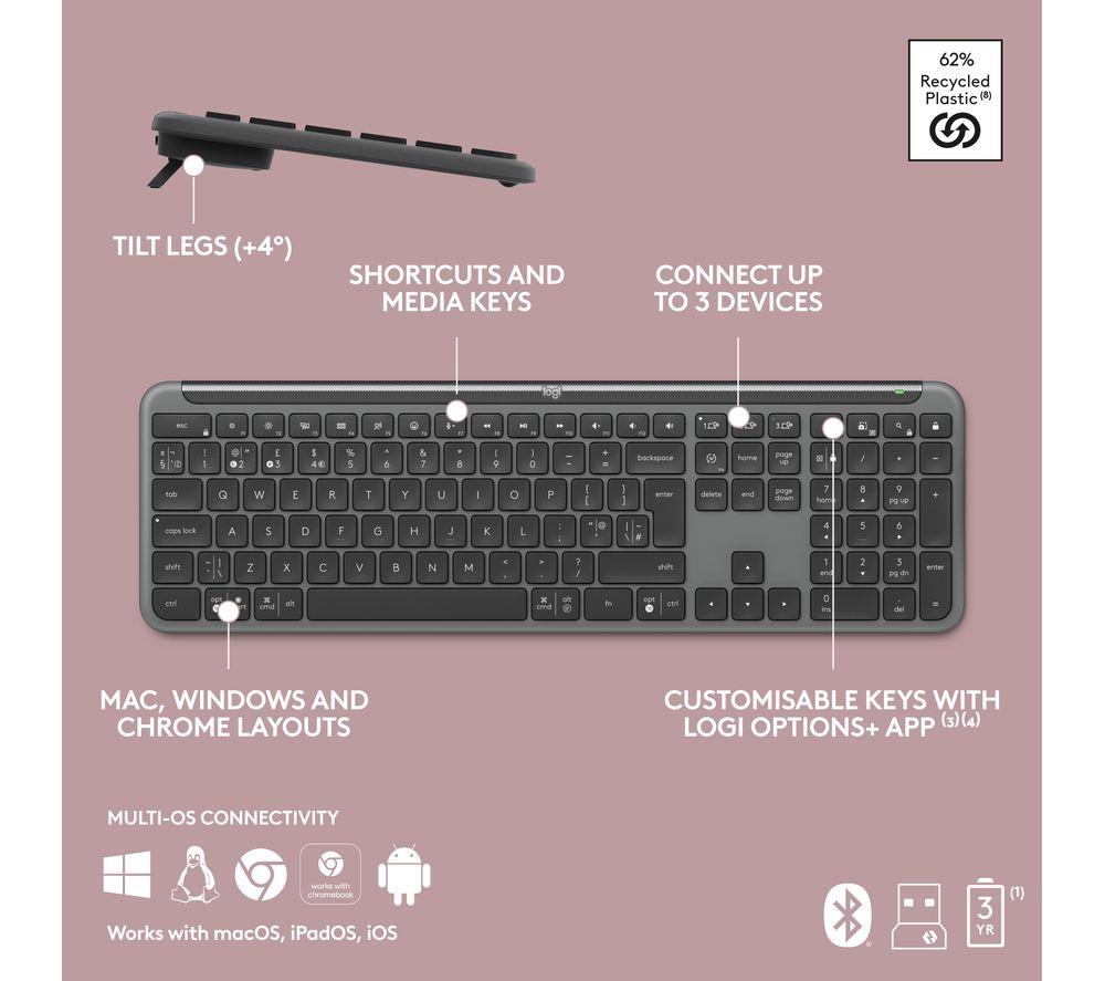 LOGITECH Signature Slim MK950 Wireless Keyboard & Mouse Set - Graphite