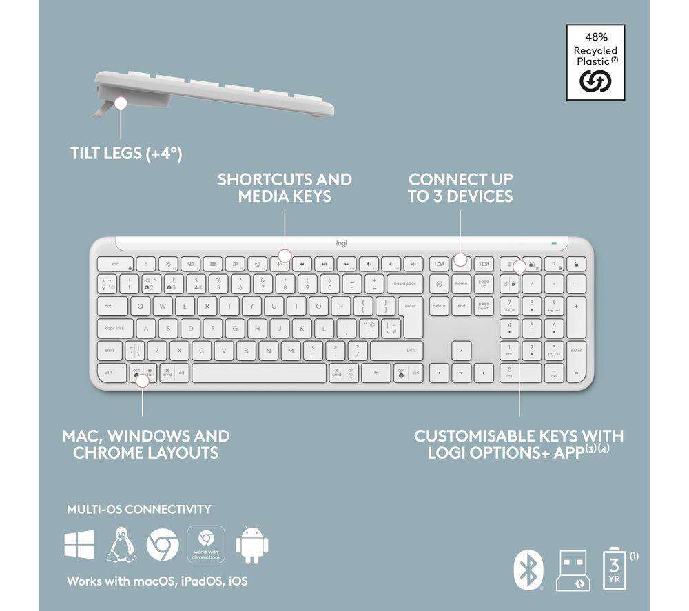 LOGITECH Signature Slim K950 Wireless Keyboard - White