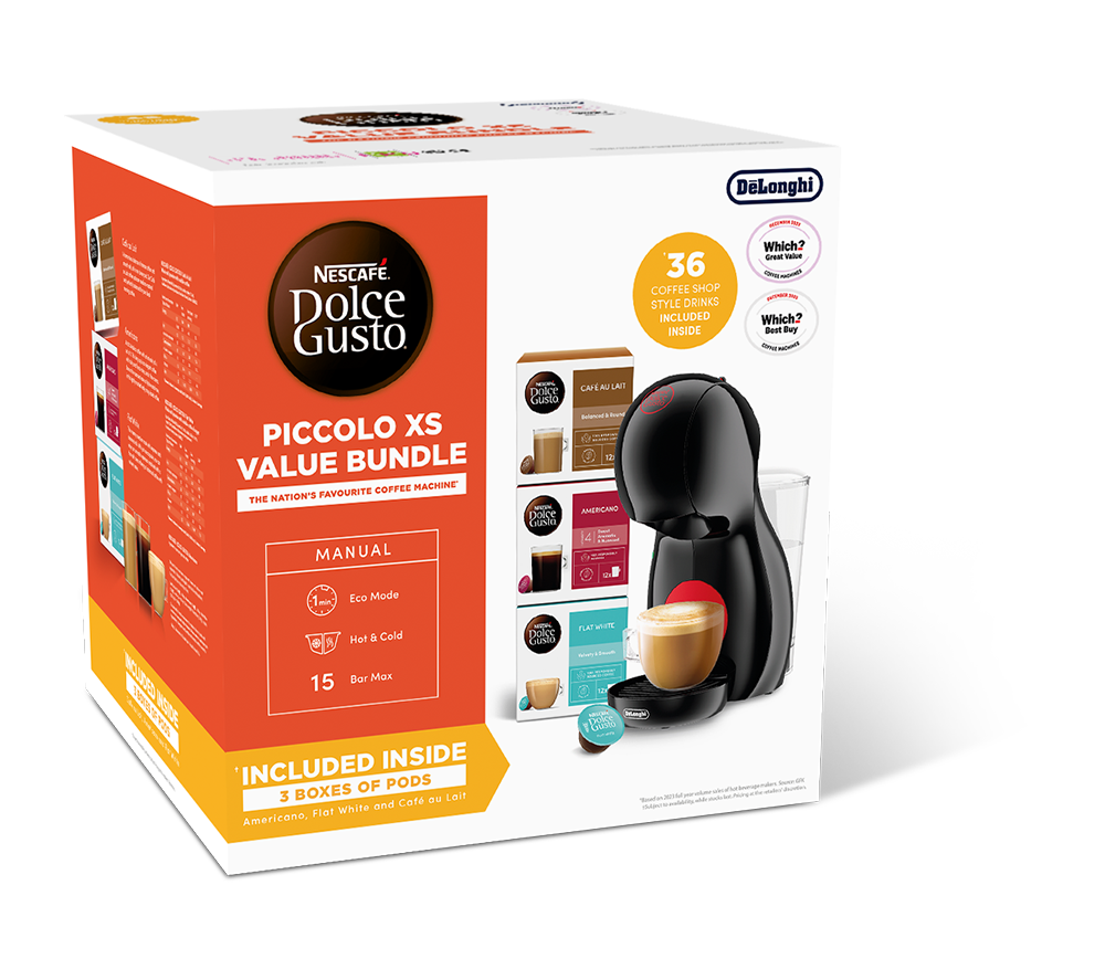 DOLCE GUSTO by De’Longhi Cafetera Piccolo XS Bundle - Negra