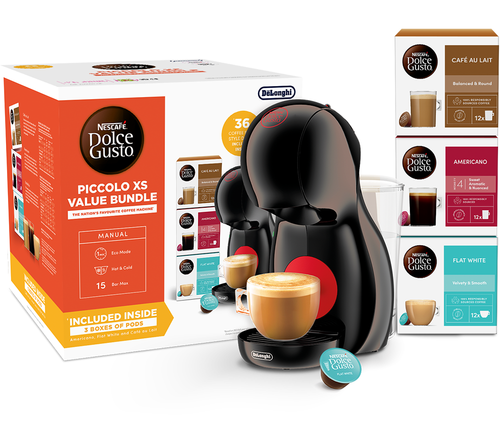 DOLCE GUSTO by De’Longhi Piccolo XS Bundle Coffee Machine - Black