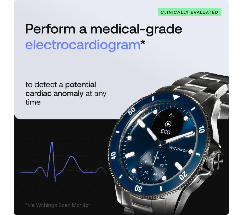 WITHINGS ScanWatch Nova Hybrid Smart Watch - Blue, 42 mm