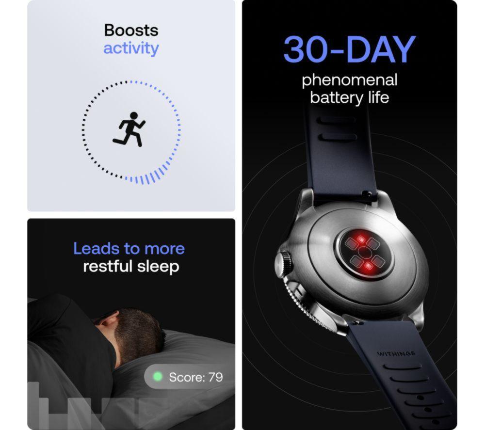 WITHINGS ScanWatch Nova Hybrid Smart Watch - Blue, 42 mm