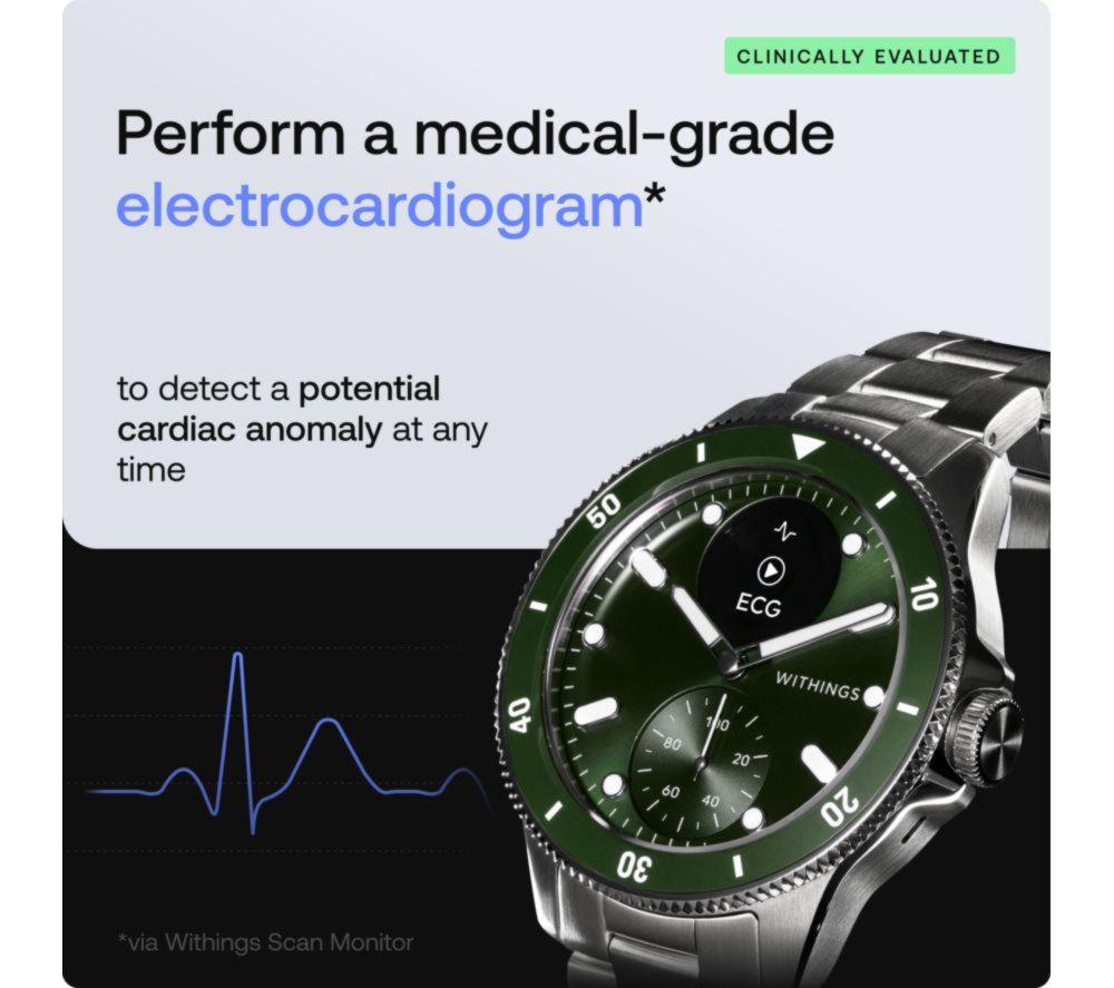WITHINGS ScanWatch Nova Hybrid Smart Watch - Green, 42 mm