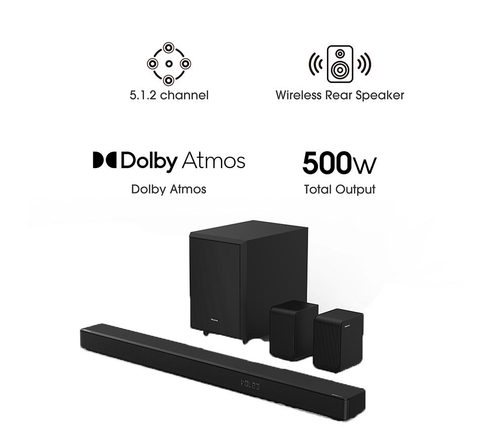 HISENSE AX5125H 5.1.2 Wireless Sound Bar with Dolby Atmos & DTS Virtual:X
