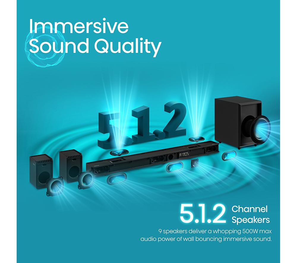 HISENSE AX5125H 5.1.2 Wireless Sound Bar with Dolby Atmos & DTS Virtual:X