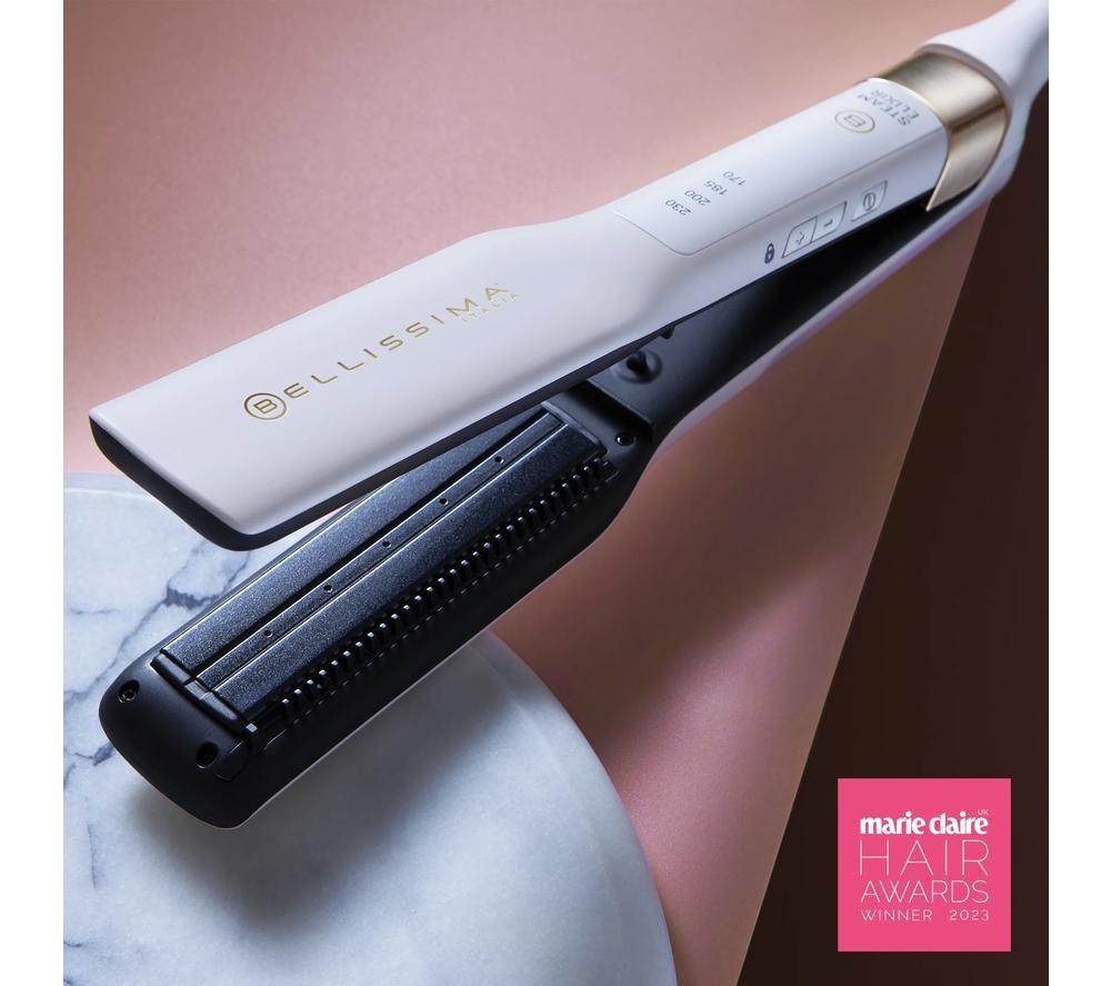 BELLISSIMA ITALIA Steam Elixir Hair Straightener - White & Gold