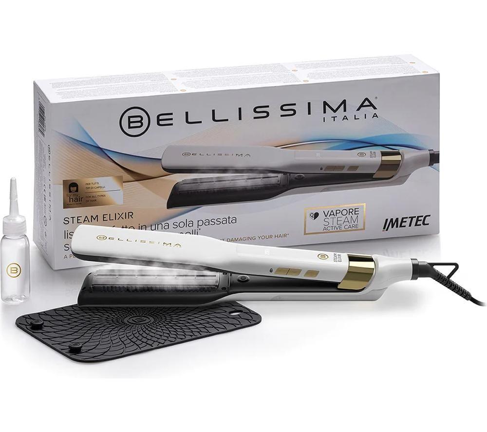 BELLISSIMA ITALIA Steam Elixir Hair Straightener - White & Gold