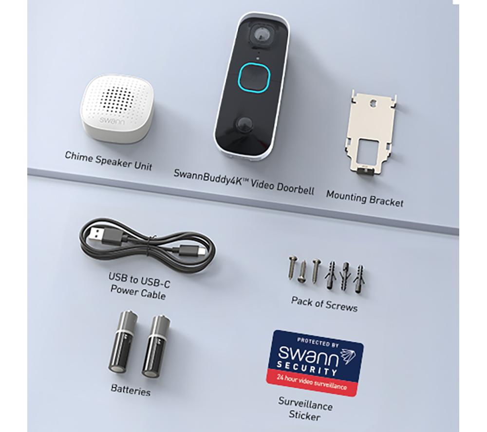 SWANN SwannBuddy4K Video Doorbell and Chime - Wired / Battery