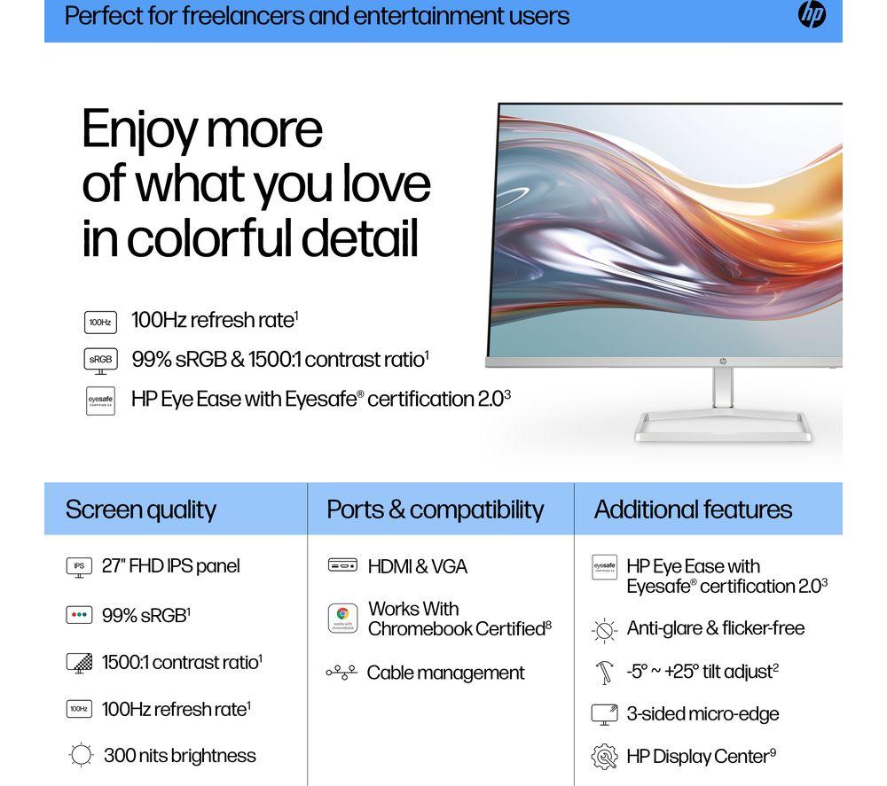 Monitor IPS LCD HP Serie 5 527sw Full HD de 27" - Blanco