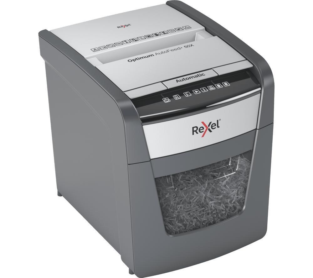 REXEL Optimum AutoFeed+ 50X Cross Cut Paper Shredder