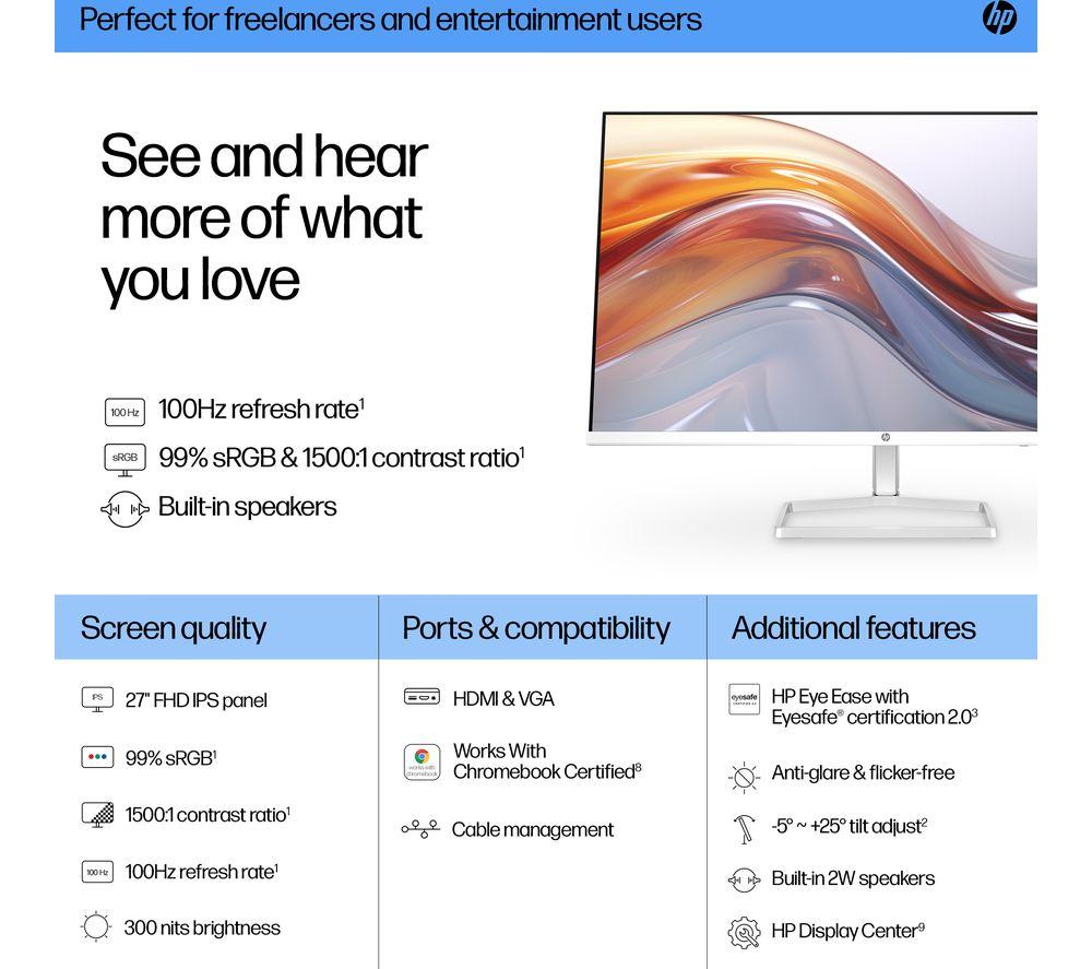 HP Series 5 527sa Full HD 27" IPS LCD Monitor - White