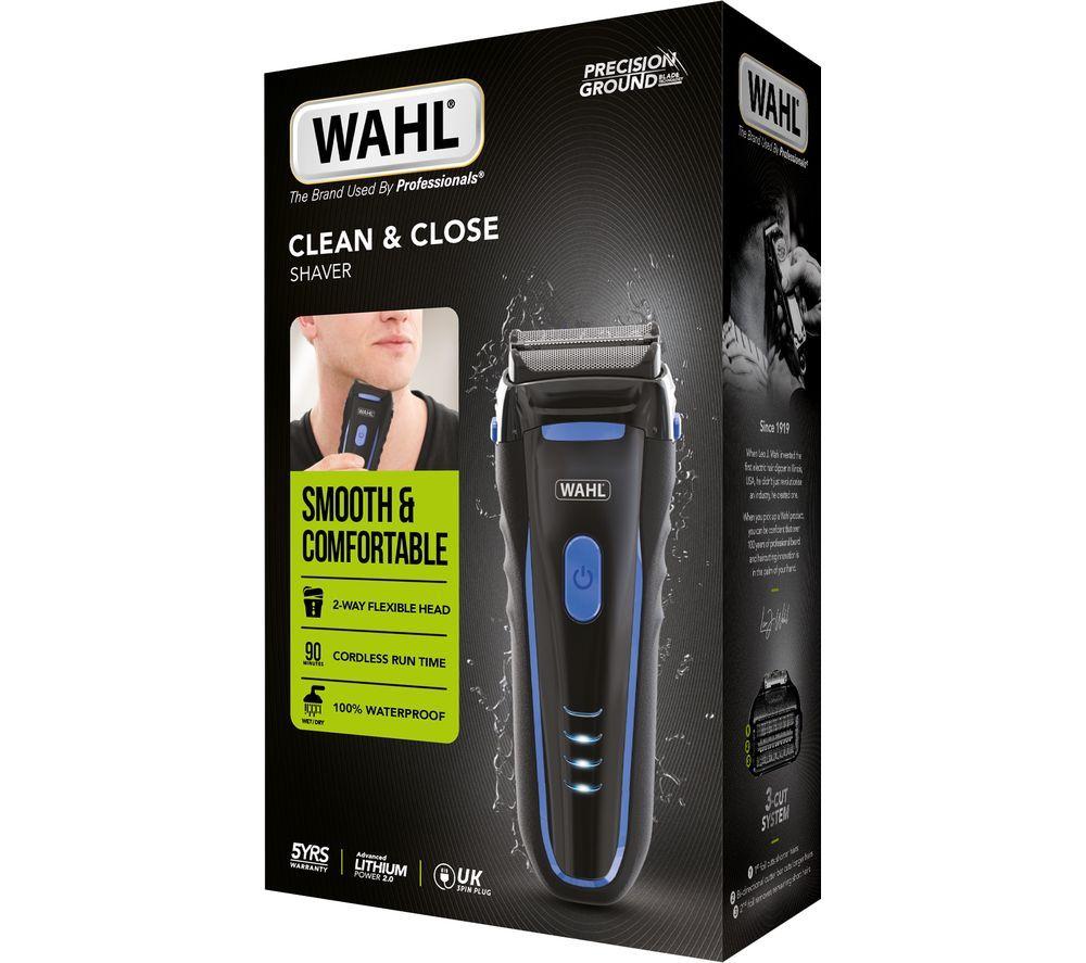 WAHL Clean & Close Wet & Dry Stubble Foil Shaver - Black & Blue