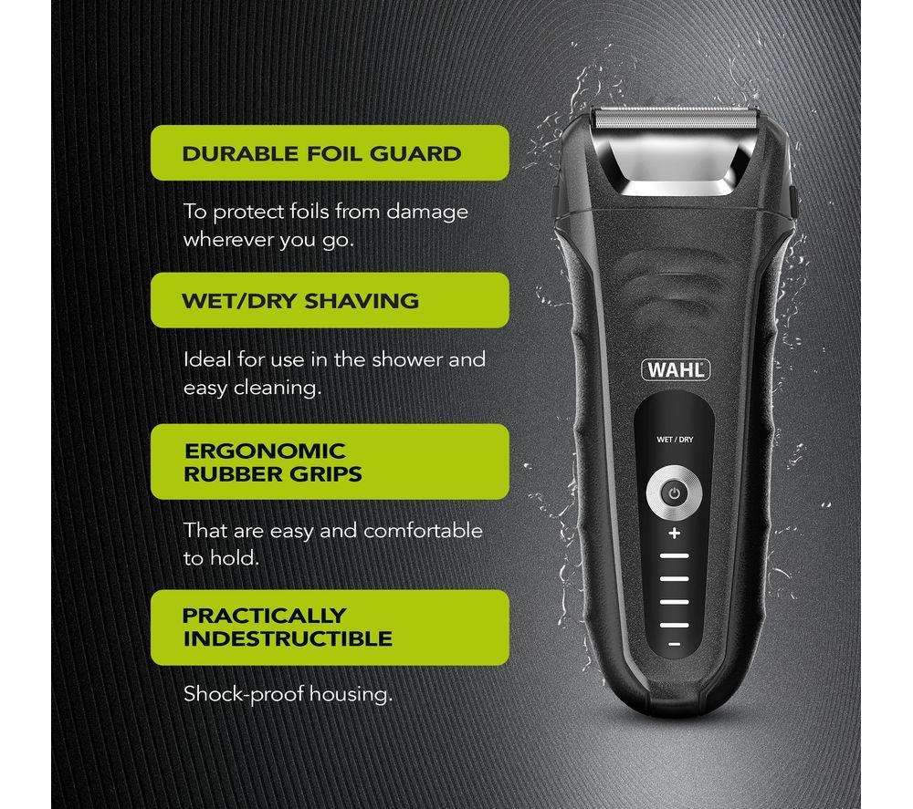 WAHL Lifeproof Plus 7061-917 Wet & Dry Stubble Foil Shaver - Black & Silver