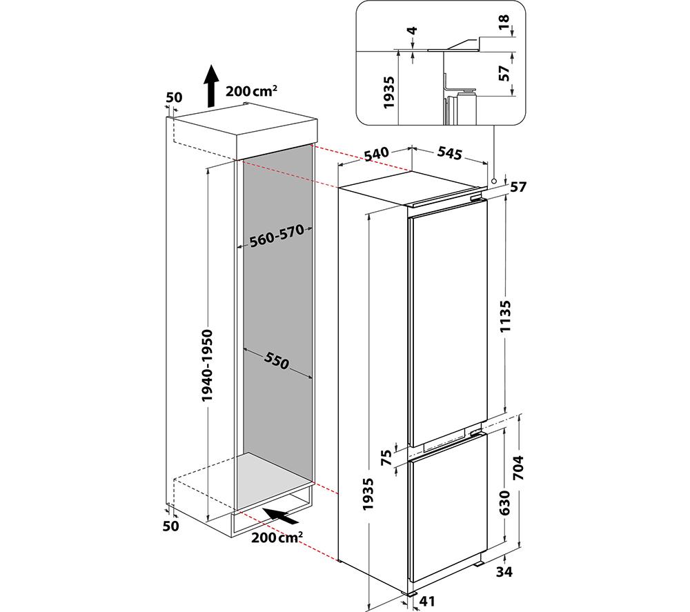 Frigorífico Combi Integrable HOTPOINT Total No Frost HTC20 T322 UK 70/30 - Bisagra deslizante
