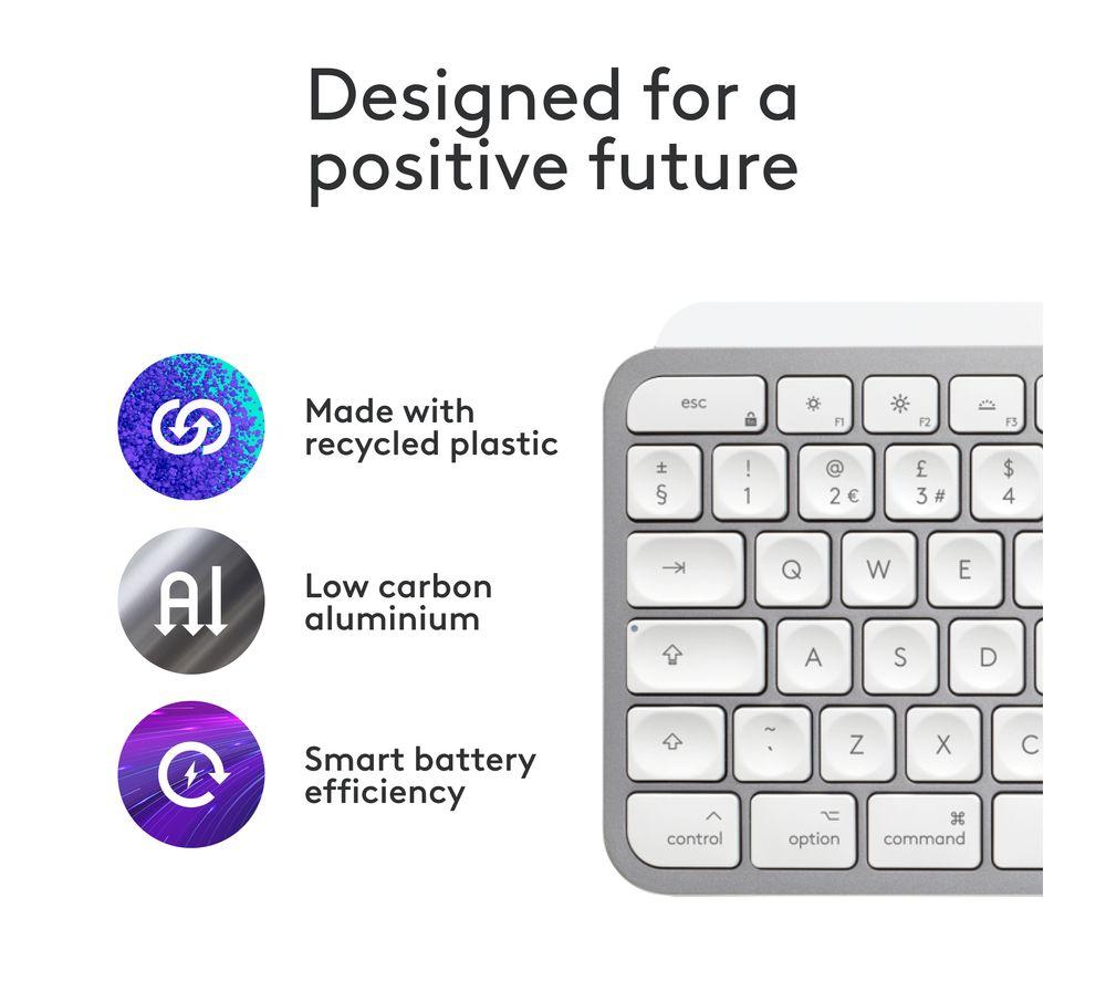 LOGITECH MX Keys S for Mac Wireless Keyboard - Pale Grey