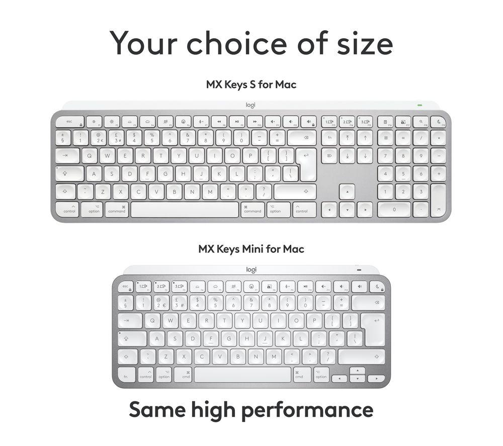 LOGITECH MX Keys S for Mac Wireless Keyboard - Pale Grey