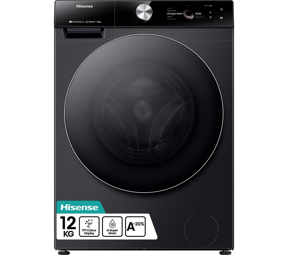HISENSE 7S Series Auto Dosing WF7S1247BB AI WiFi-enabled 12 kg 1400 Spin Washing Machine – Black