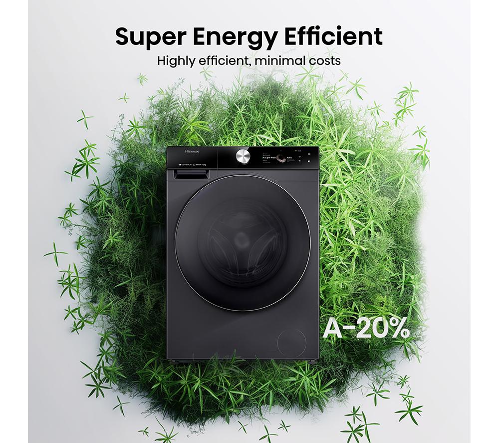 Lavadora HISENSE Serie 7S con dosificación automática WF7S1247BB con IA y WiFi, 12 kg y 1400 rpm – Negro
