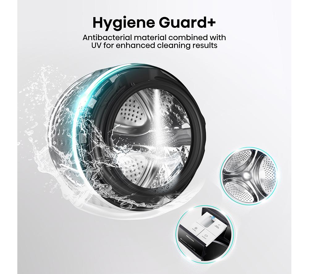 Lavadora HISENSE Serie 7S con dosificación automática WF7S1247BB con IA y WiFi, 12 kg y 1400 rpm – Negro