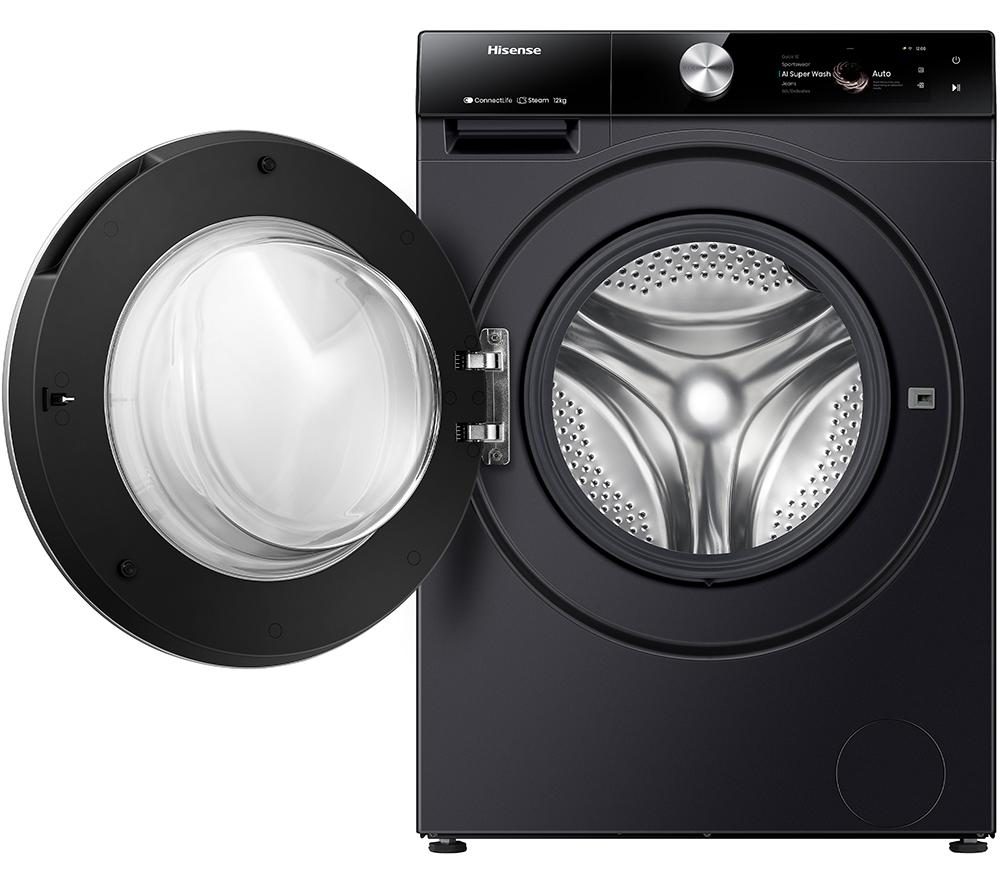 Lavadora HISENSE Serie 7S con dosificación automática WF7S1247BB con IA y WiFi, 12 kg y 1400 rpm – Negro