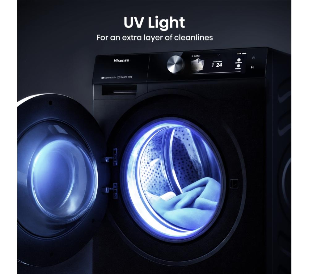 Lavadora HISENSE Serie 7S con dosificación automática WF7S1247BB con IA y WiFi, 12 kg y 1400 rpm – Negro