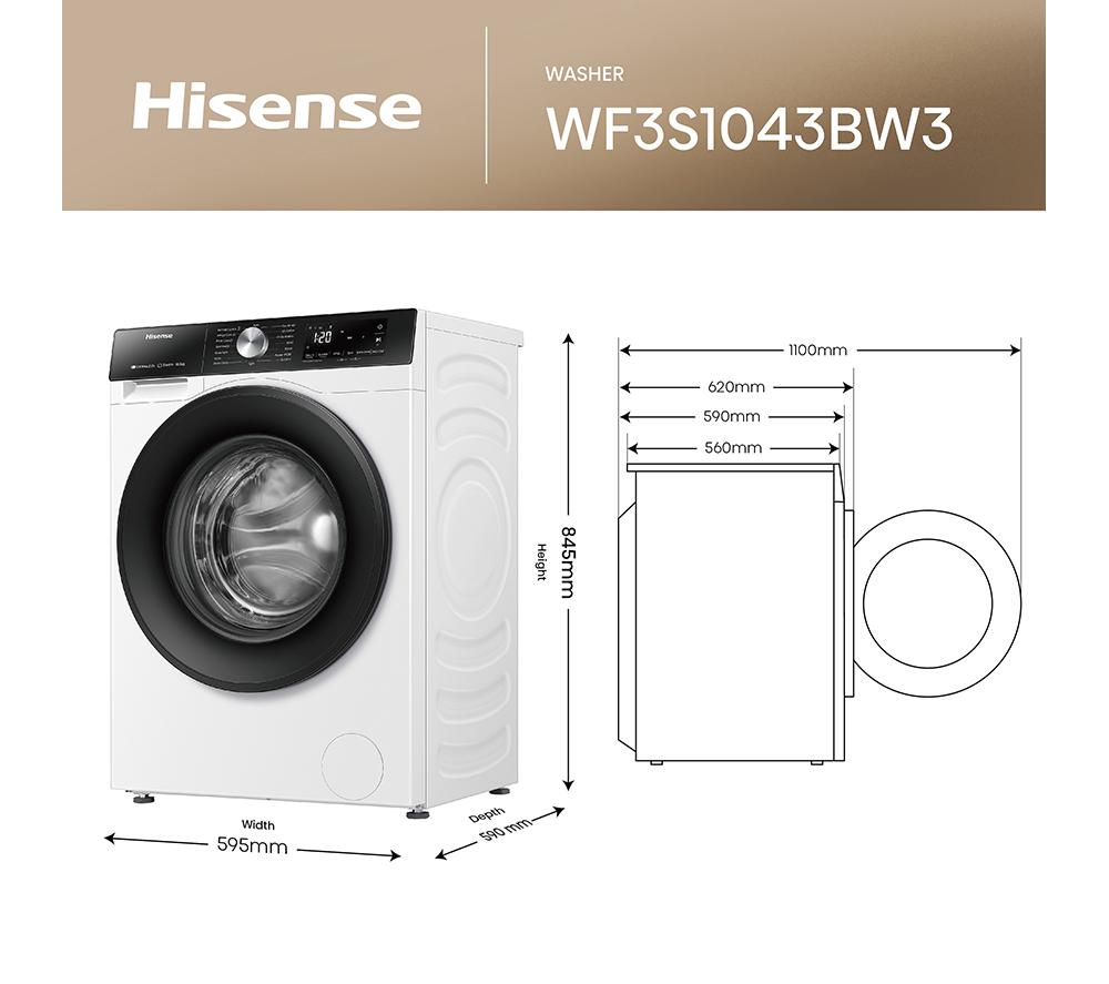 Lavadora HISENSE Serie 3S WF3S1043BW3 con WiFi, 10 kg, 1400 rpm - Blanca
