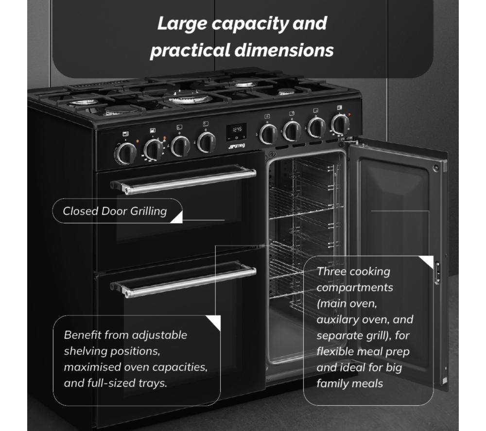 SMEG BG93GMBL Concert 90 cm Dual Fuel Range Cooker - Black