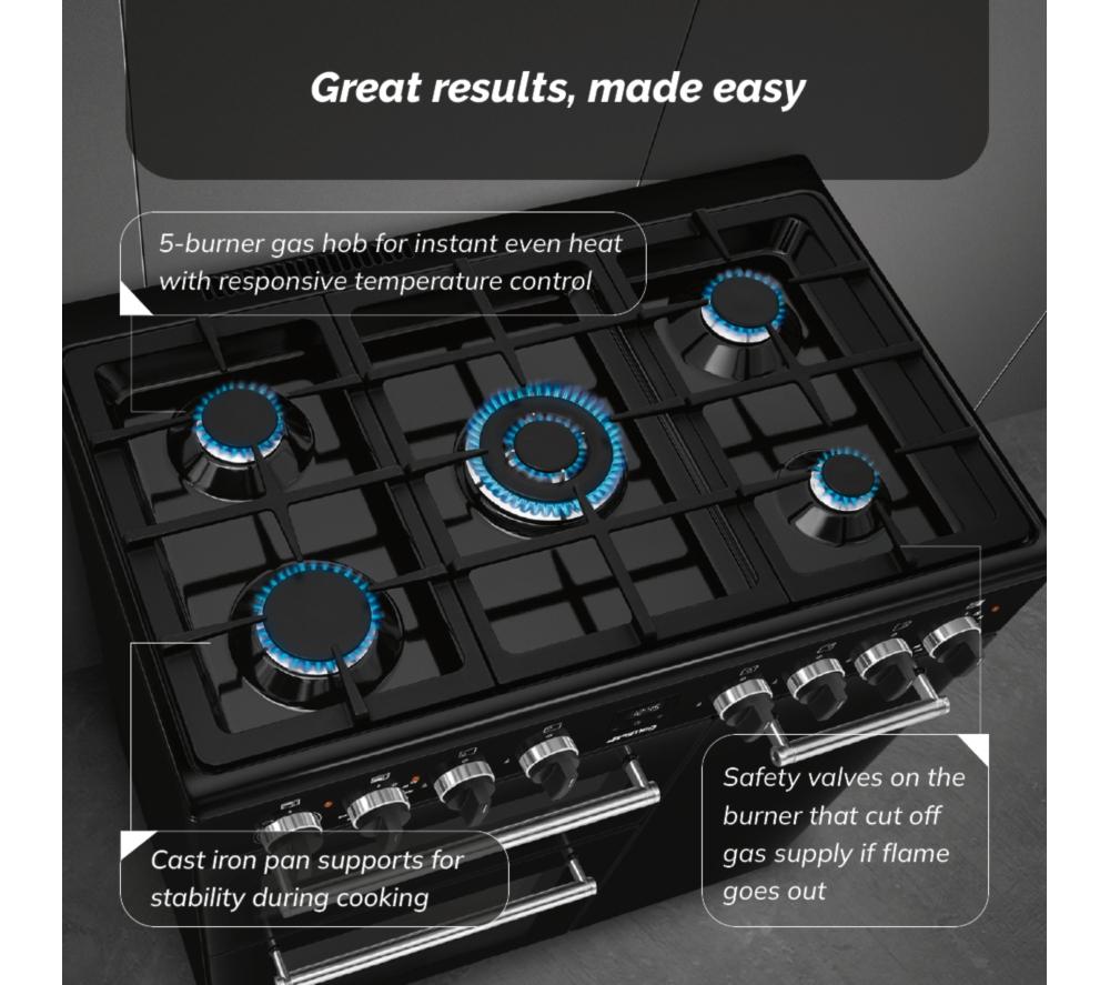 SMEG BG93GMBL Concert 90 cm Dual Fuel Range Cooker - Black