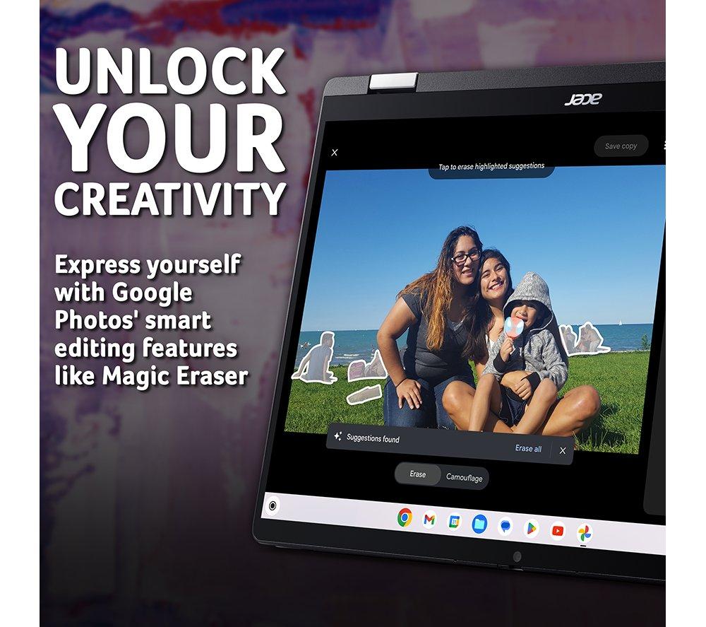 Chromebook Plus 2 en 1 ACER Spin 714 de 14" - Intel® Core™ Ultra 5, SSD de 512 GB, Gris