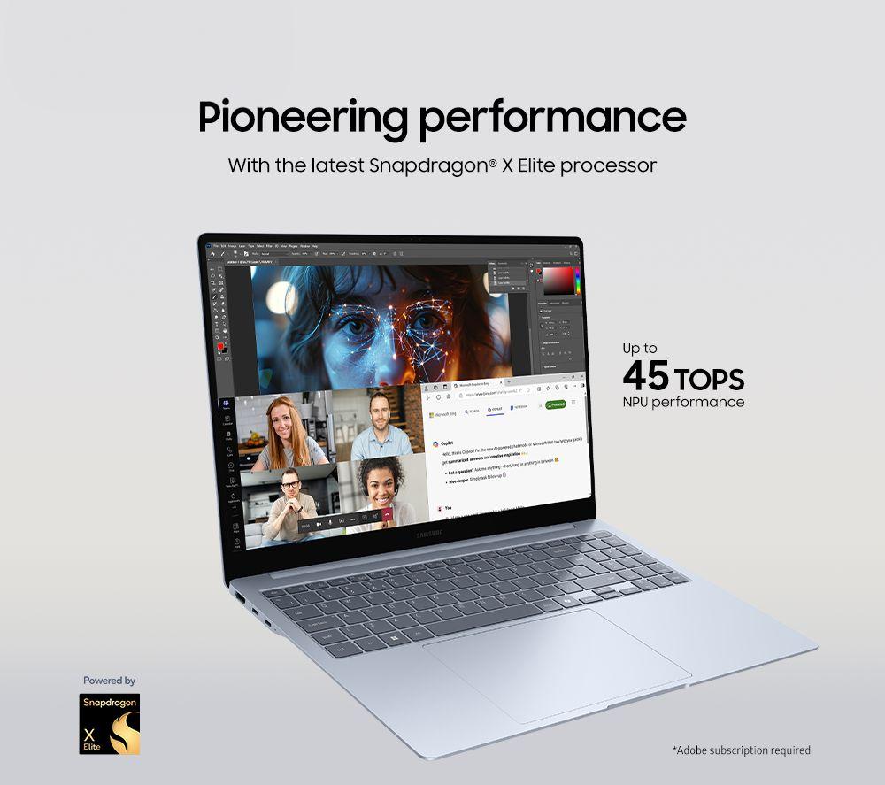 SAMSUNG Galaxy Book4 Edge 16" Laptop, Copilot+ PC - Snapdragon X Elite, 1 TB SSD, Sapphire Blue