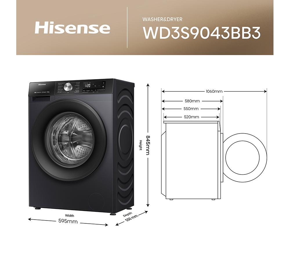 HISENSE 3S Series WD3S9043BB3 WiFi-enabled 9 kg Washer Dryer - Black