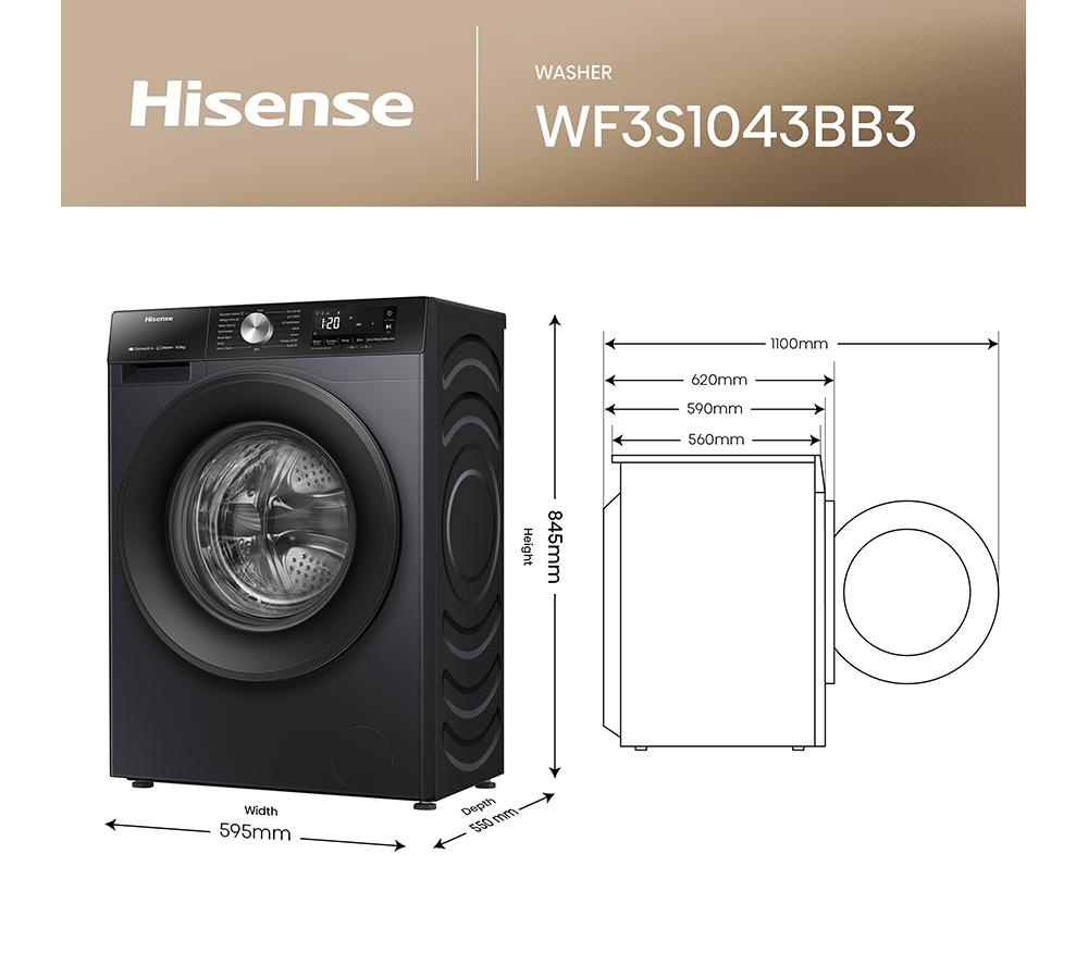 HISENSE 3S Series WF3S1043BB3 WiFi-enabled 10 kg 1400 Spin Washing Machine - Black