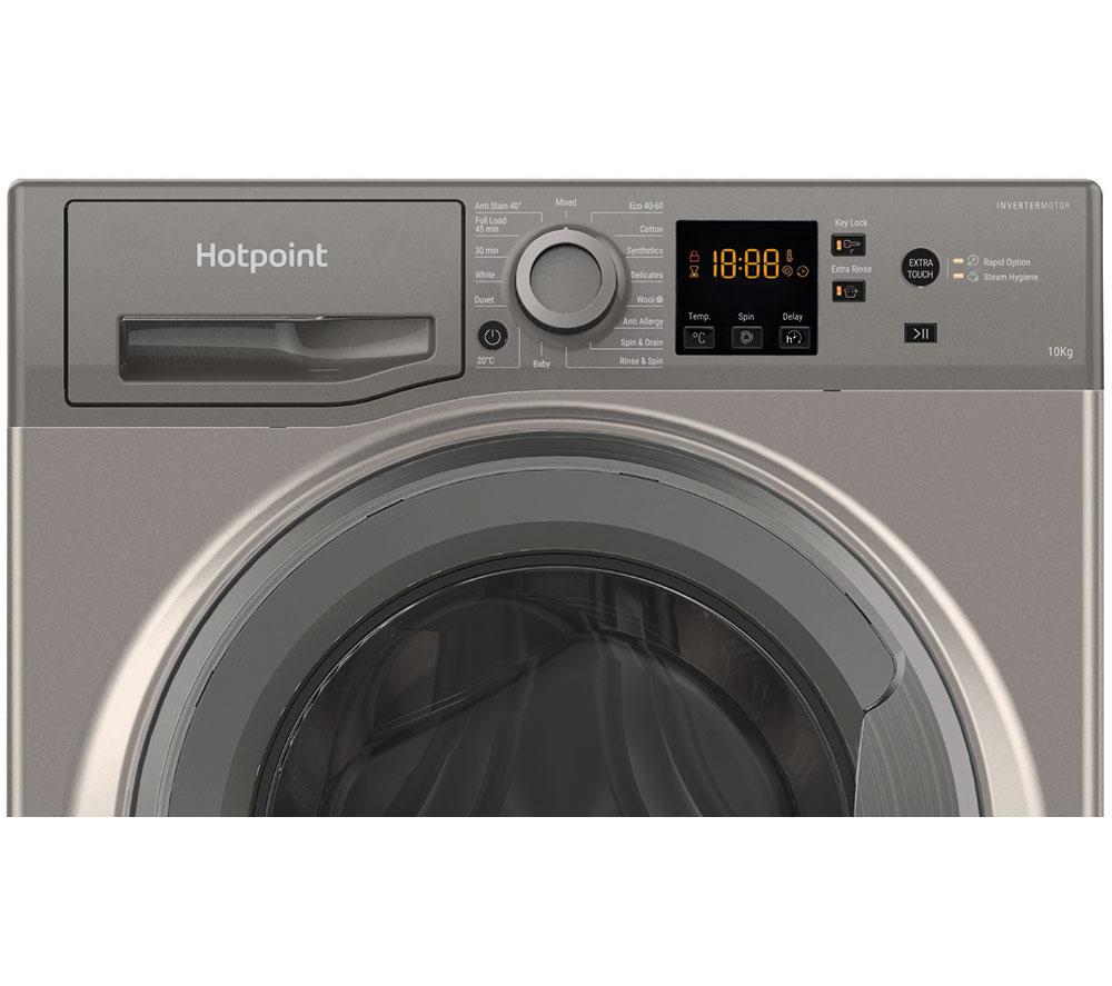 Lavadora de carga frontal HOTPOINT Anti-Stain NSWM 1046 GG UK de 10 kg y 1400 rpm - Grafito