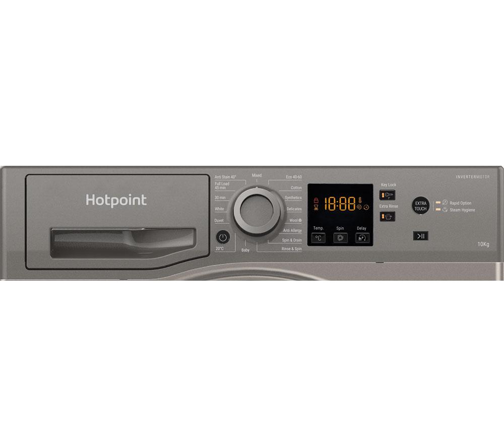 Lavadora de carga frontal HOTPOINT Anti-Stain NSWM 1046 GG UK de 10 kg y 1400 rpm - Grafito