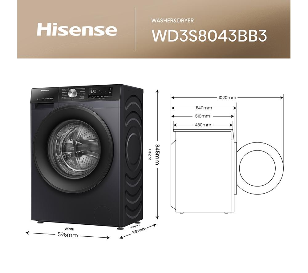 HISENSE Serie 3S WD3S8043BB3 Lavadora-secadora inteligente de 8 kg - Negra